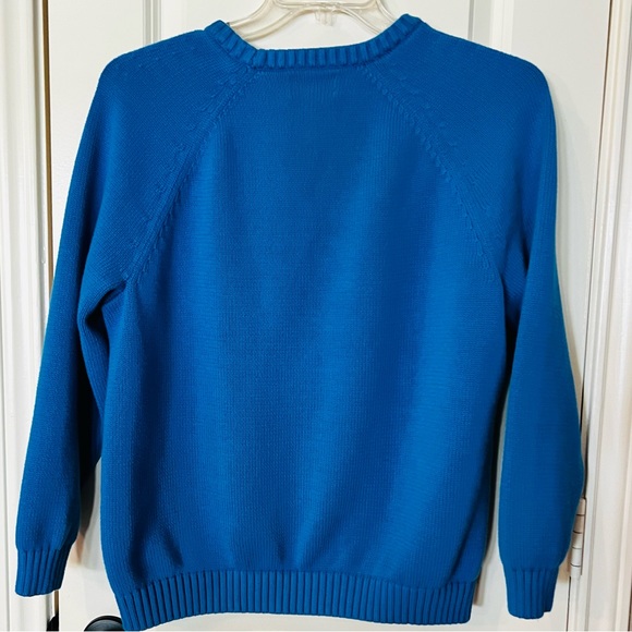 Land’s End Women's Cotton Drifter Cable Crew Neck Sweater Blue sweater 1X - Picture 3 of 9